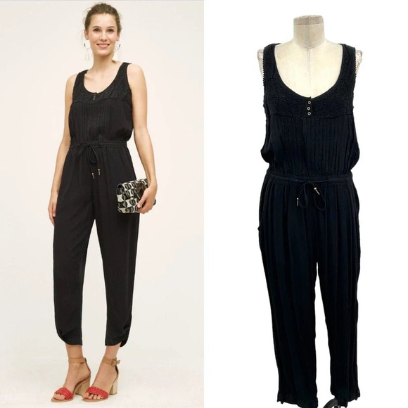 Anthropologie Pants - Anthropologie Hei Hei Taj Jumpsuit Sleeveless Open Back Crochet Black Size Small